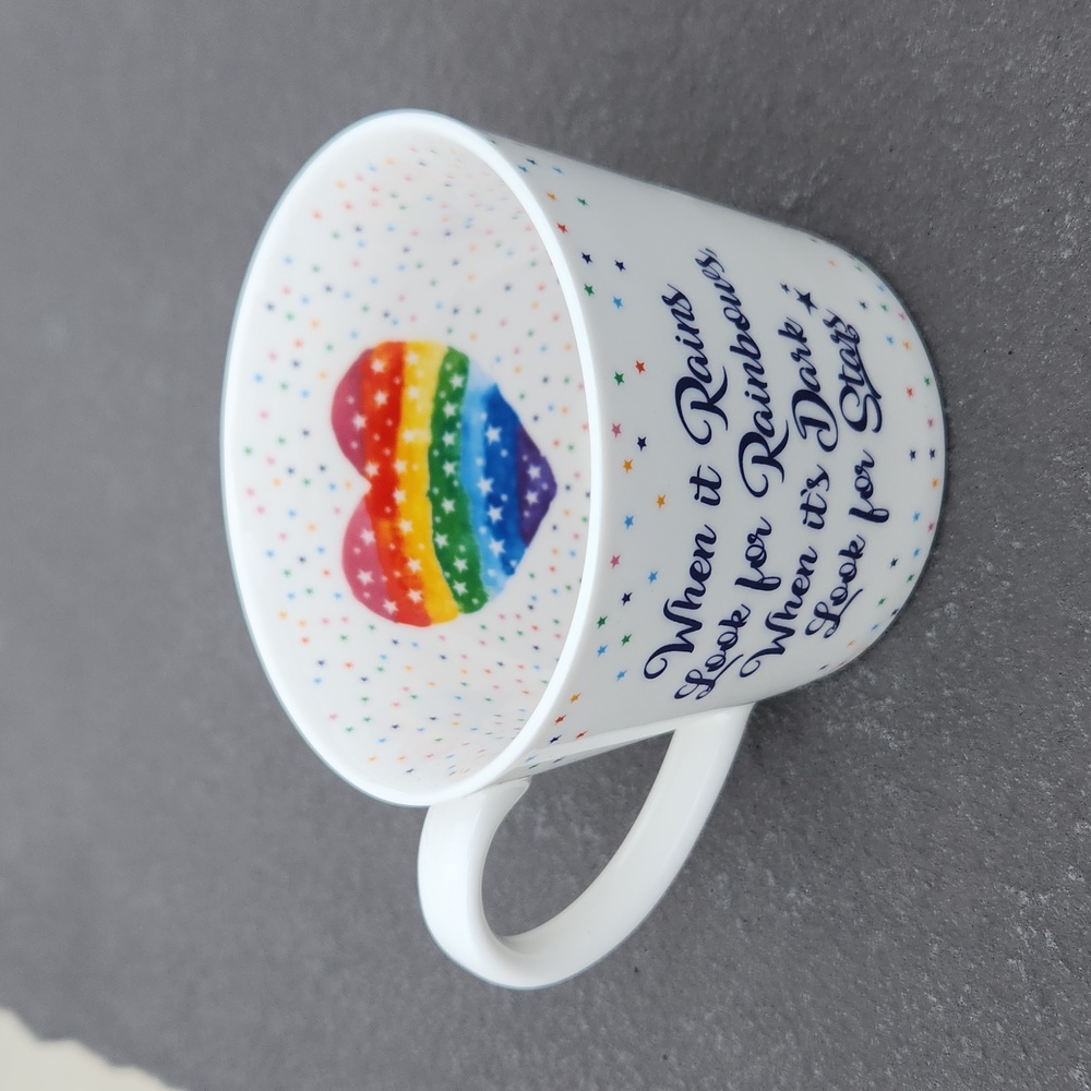 EUC Cooksmart England Fine China Heart Rainbow Coffee/Tea Cup